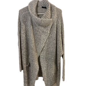 RDI Wrap Cowl Sweater Large Gray Oversized with Buttons